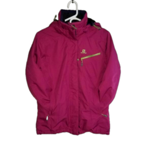 Salomon Clima Pro Womens Pink Winter Ski Jacket With Removable Hood Size M